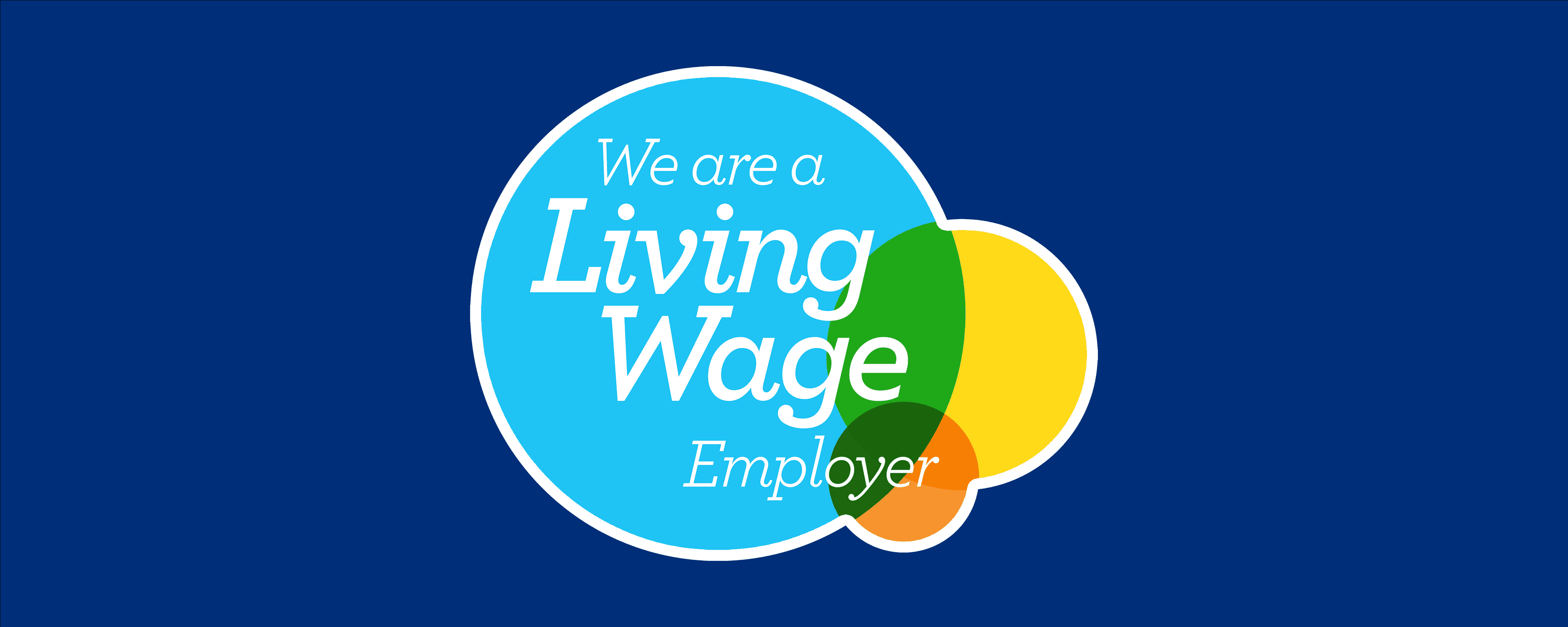 Living Wage logo on a Jamescape branded background (decorative).