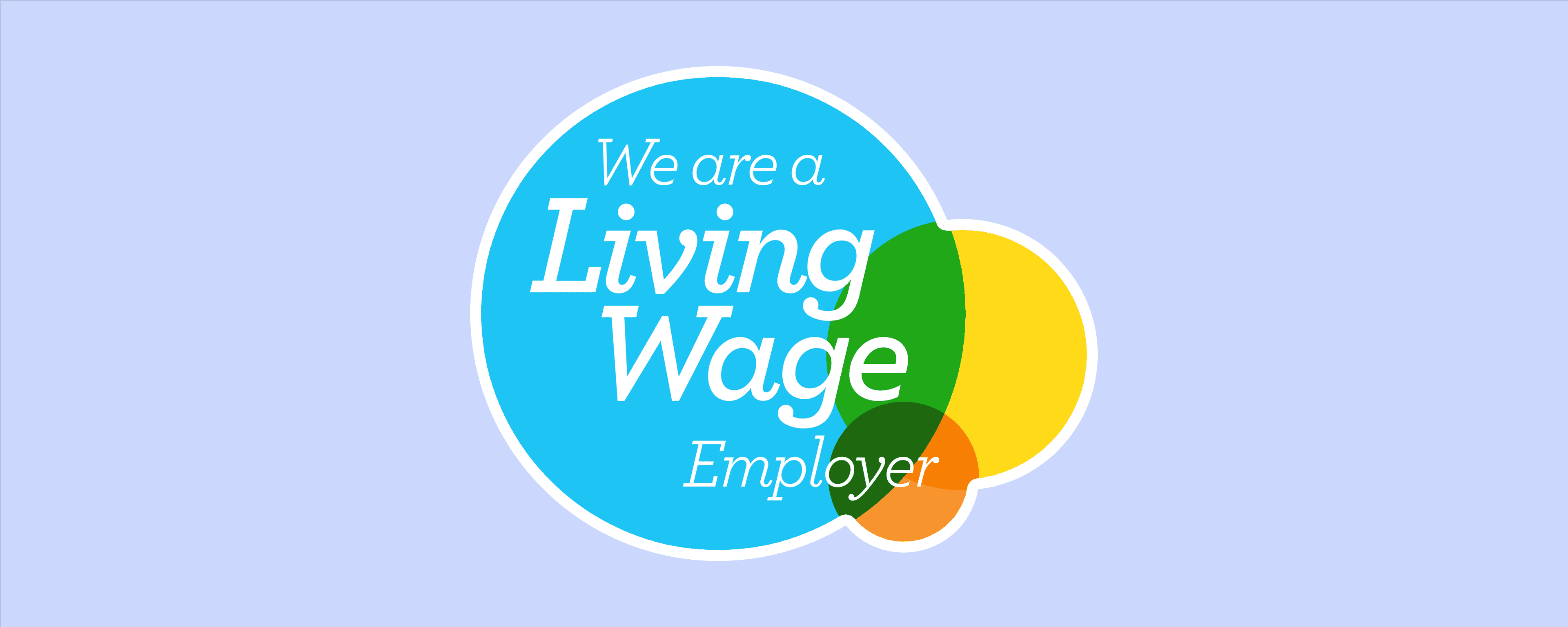 Living Wage logo on a Jamescape branded background (decorative).