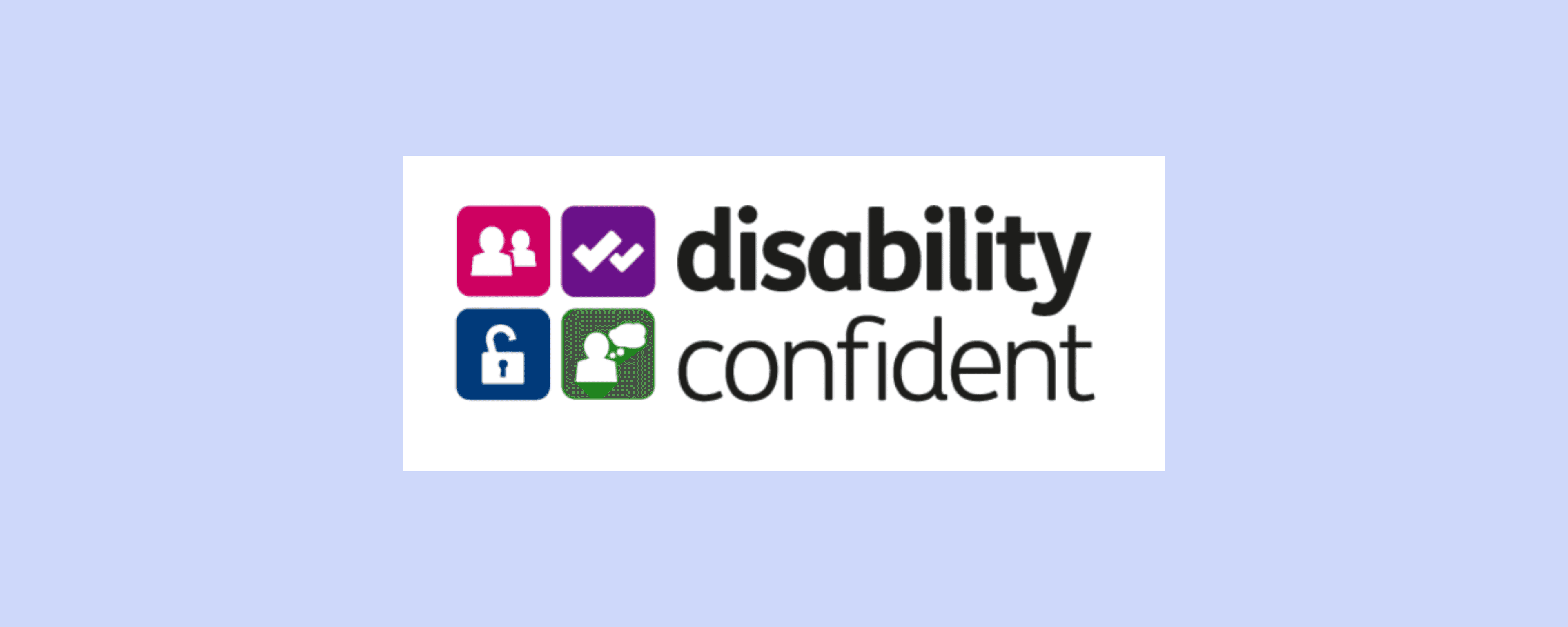 Jamescape blue banner with the Disability Confident logo in the centre.